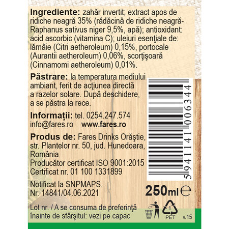 Sirop Ridiche Neagra, R28, 250 ml, Fares 620880
