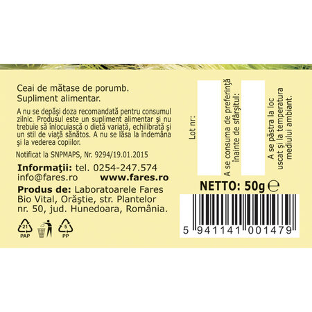 Ceai Matase de Porumb U 83, 50 g, Fares 618084