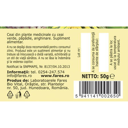 Ceai Colesterol, M102, 50 g, Fares 623602