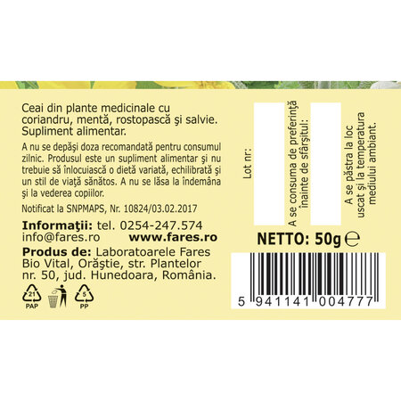 Ceai Digestiv, D65, 50 g, Fares 623734