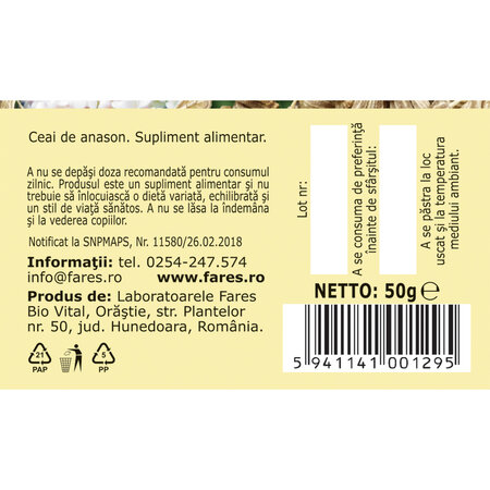 Ceai Anason fructe D146, 50 g, Fares 617952