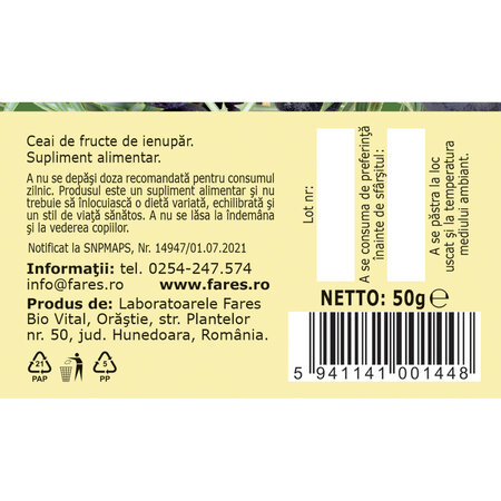 Ceai fructe de Ienupar D 78, 50 g, Fares 618057