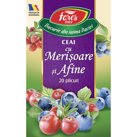 Ceai cu merisoare si afine, 20 plicuri, Fares 604241