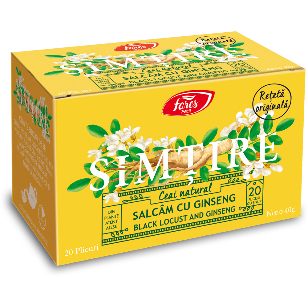 Ceai Salcam cu Ginseng Simtire, 20 plicuri, Fares