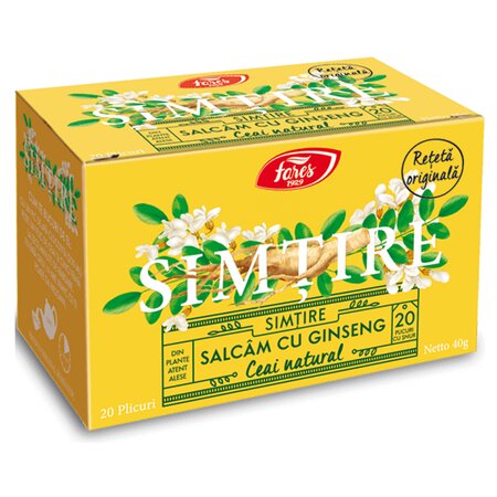 Ceai Salcam cu Ginseng Simtire, 20 plicuri, Fares