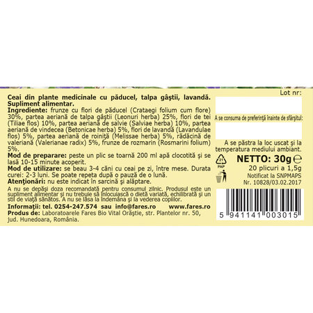 Ceai Calmocard, C23, 20 plicuri, Fares 623680