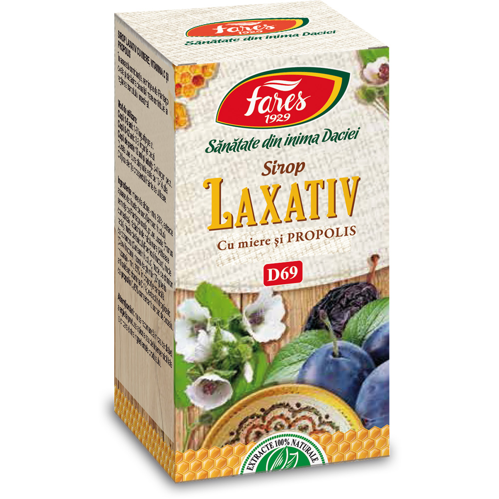 Sirop laxativ cu miere si propolis, D69, 100 ml, Fares