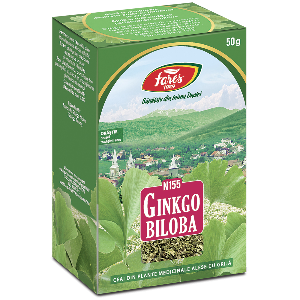 Ceai Ginkgo biloba frunze N155, 50 g, Fares