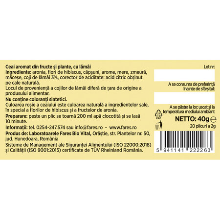 Ceai Lamaie Aromfruct, 20 plicuri, Fares 604373