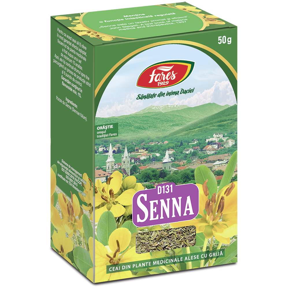 Ceai Senna frunze D 131, 50 g, Fares