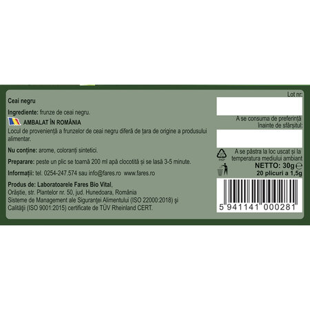 Ceai Negru, 20 plicuri, Fares 623447
