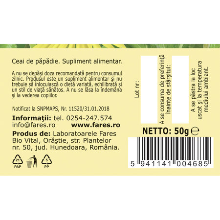 Ceai de Papadie D 126, 50 g, Fares 618391