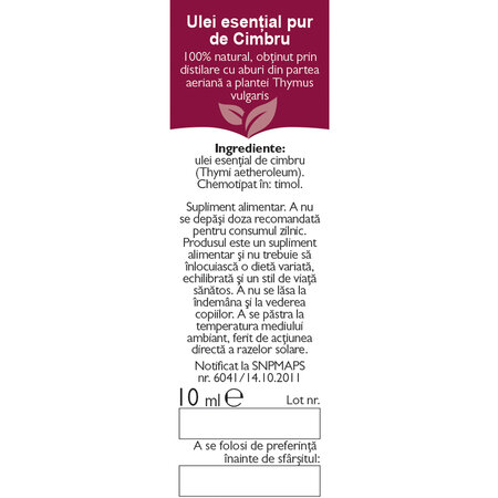 Ulei esential de cimbru A6, 10 ml, Fares 620847