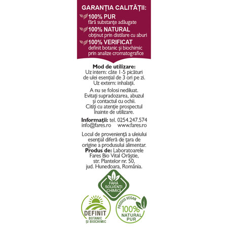 Ulei esential de cimbru A6, 10 ml, Fares 620848