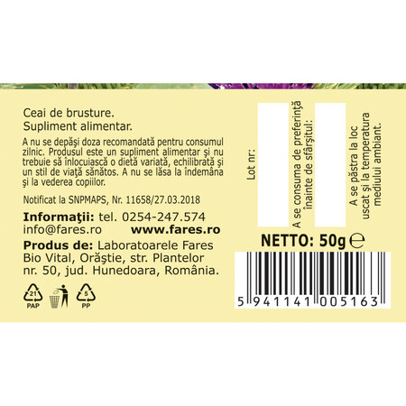 Ceai radacina de brusture P132, 50 g, Fares 618618