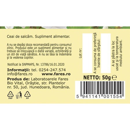 Ceai Salcam flori D 60, 50 g, Fares 618161