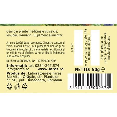 Ceai pentru Articulatii Sanatoase, 50 g, Fares 623607
