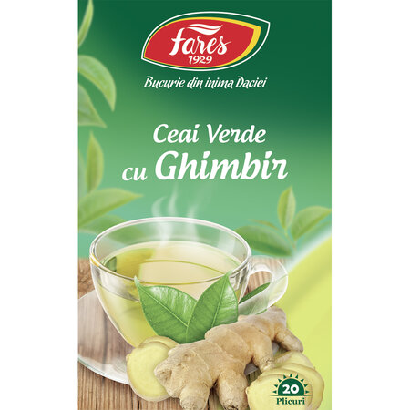 Ceai verde cu ghimbir, 20 plicuri, Fares 623876
