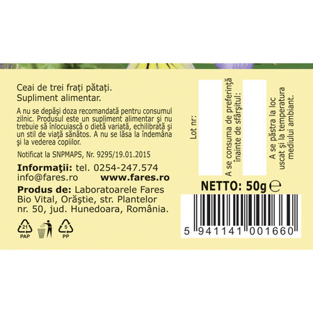 Ceai Trei Frati Patati P 141, 50 g, Fares 618240