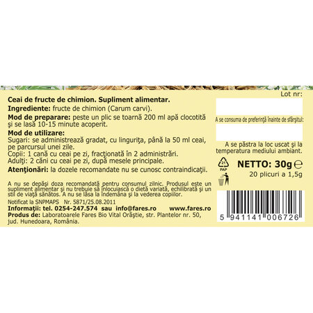 Ceai fructe de Chimion D 118, 20 plicuri, Fares 618544