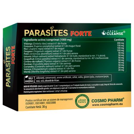 Parasites Forte, 30 comprimate, Cosmopharm 648687
