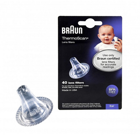 Set capace igienice pentru termometre auriculare. ThermoScan LF40, 40 bucati, Braun
