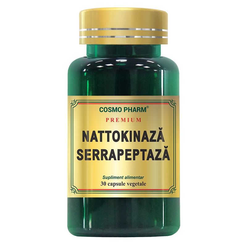 Premium Nattokinaza Serrapeptaza, 30 capsule vegetale, Cosmopharm