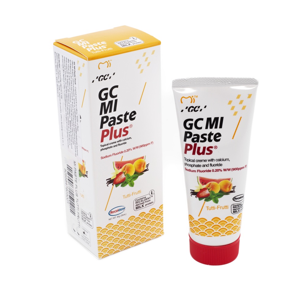Crema dentara topica remineralizanta pe baza de apa cu aroma de tutti frutti Mi Paste Plus, 40 g, GC