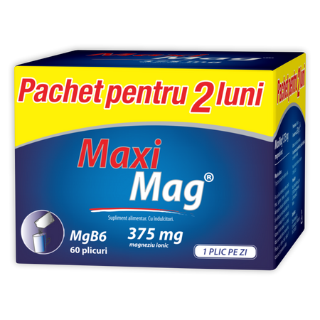 MaxiMag, 375 mg magneziu ionic, 60 plicuri, Zdrovit
