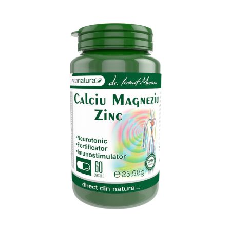 Calciu, Magneziu, Zinc, 60 capsule, Pro Natura