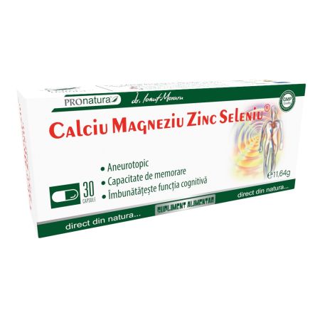 Calciu Magneziu Zinc si Seleniu, 30 capsule, Pro Natura