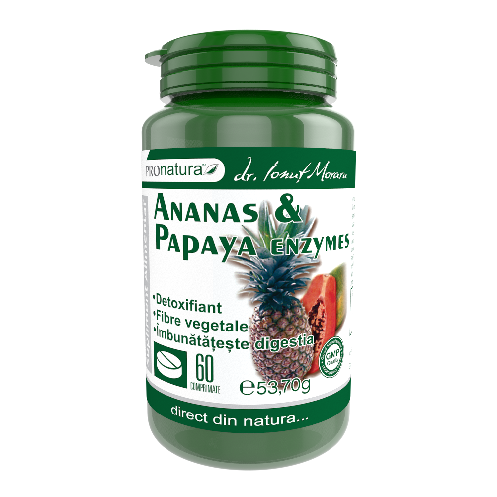 Ananas & Papaya enzime, 60 comprimate, Pro Natura