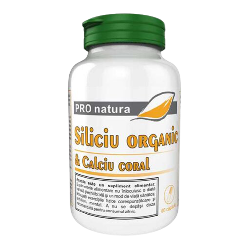 Siliciu Organic si Calciu Coral, 60 capsule, Pro Natura