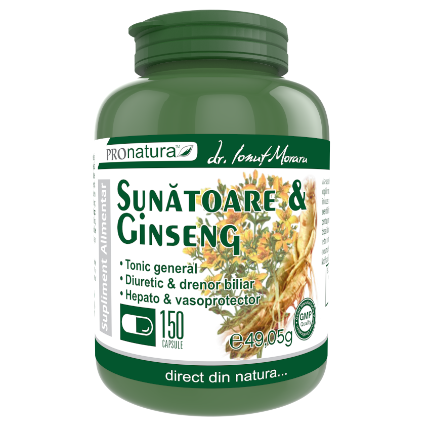 Sunatoare si Ginseng, 150 capsule, Pro Natura