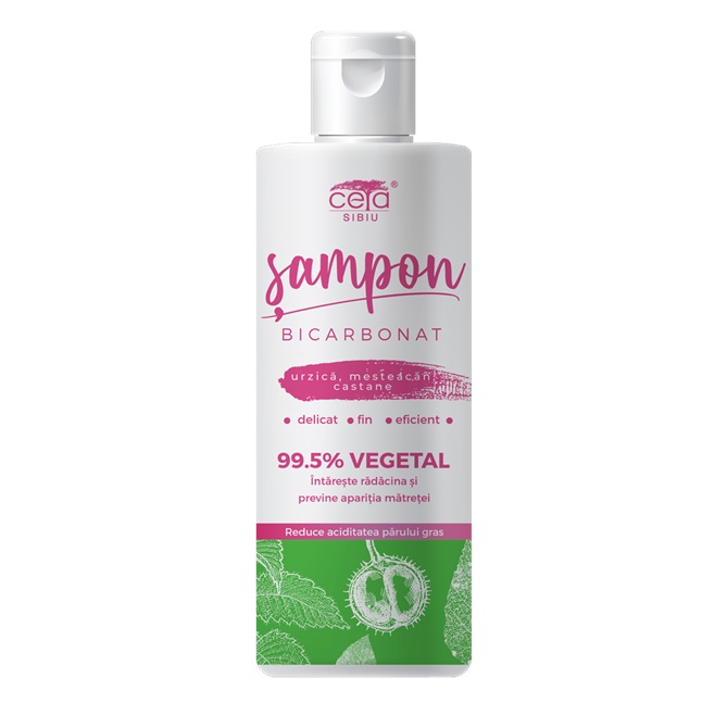 Sampon 99.5% vegetal cu bicarbonat, urzica, mesteacan si castane, 200 ml, Ceta Sibiu