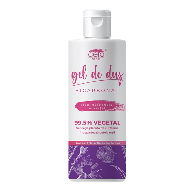 Gel de dus 99.5% vegetala cu bicarbonat, aloe, galbenele, musetel, 200 ml, Ceta Sibiu 