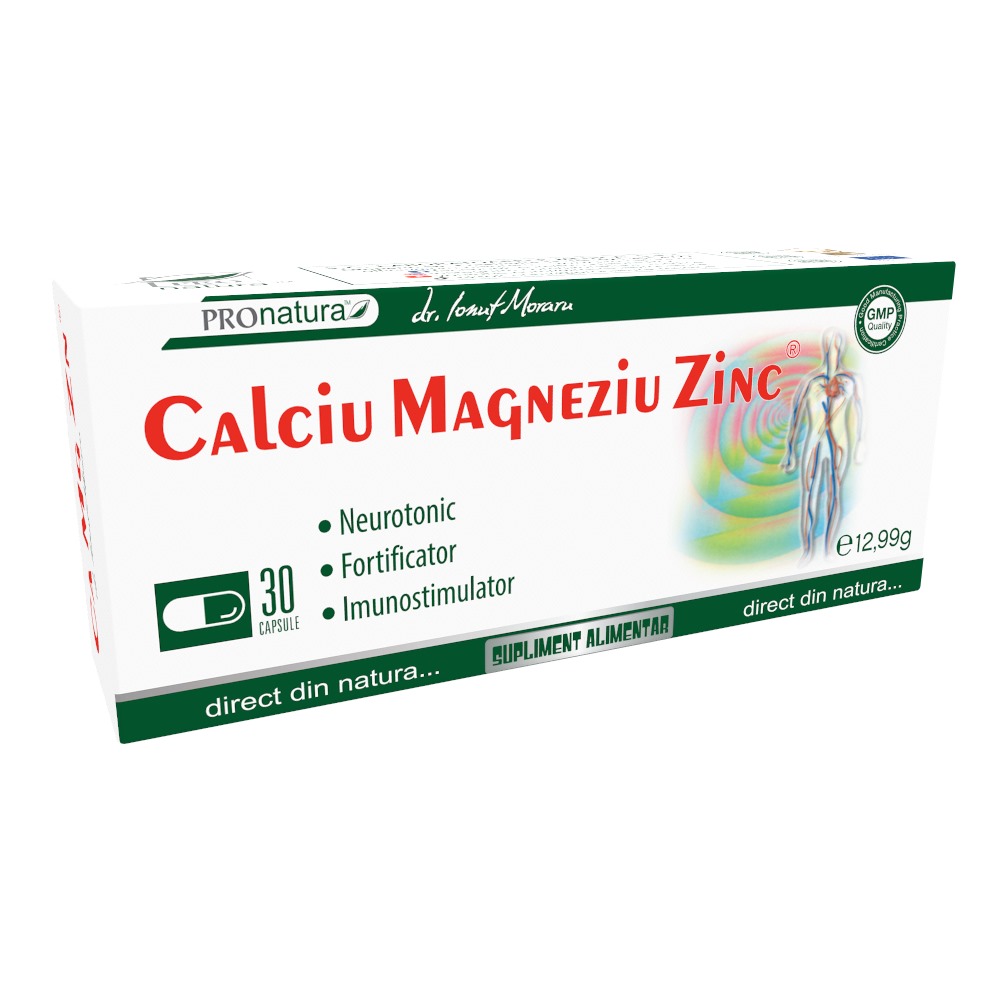 Calciu Magneziu Zinc, 30 capsule, Pro Natura