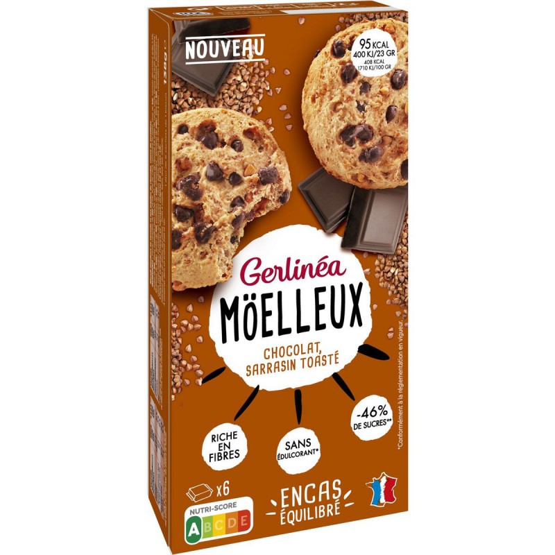 Biscuiti cu pepite de ciocolata si hrisca, 138g, Gerlinea