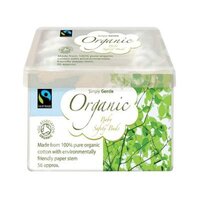 Betisoare din bumbac organic cu opritor pentru bebelusi, 56 bucati, Simply Gentle Organic