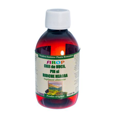 Sirop coji de nuca, pin si ridiche neagra, 200 ml, Elidor