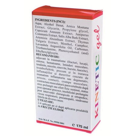 Gel antiinflamator cu extract de plante Kinetic, 175 ml, Elidor 706581