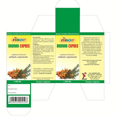 Sirop Bronho-Express, 200 ml, Elidor 706623