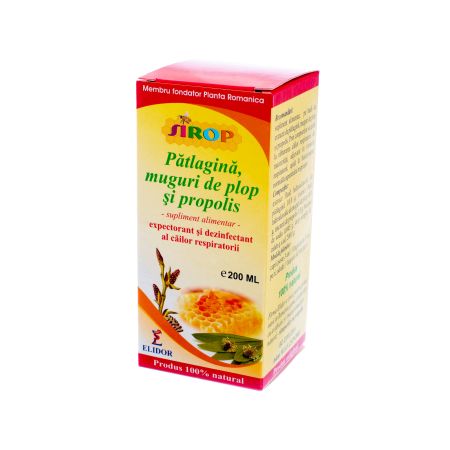Sirop patlagina cu muguri de plop si propolis, 200 ml, Elidor 647440