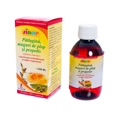 Sirop patlagina cu muguri de plop si propolis, 200 ml, Elidor 647441