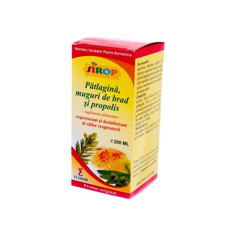 Sirop cu muguri de brad, cu patlagina si propolis, 200 ml, Elidor 647453