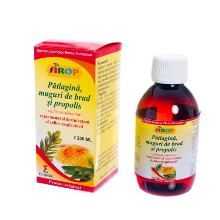 Sirop cu muguri de brad, cu patlagina si propolis, 200 ml, Elidor 647454