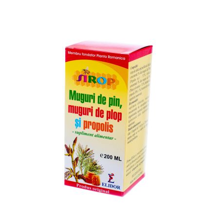 Sirop muguri de pin cu muguri de plop si propolis, 200 ml, Elidor 647456