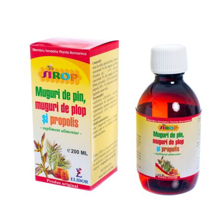 Sirop muguri de pin cu muguri de plop si propolis, 200 ml, Elidor 647457
