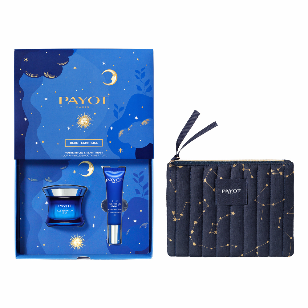 Set X MAS Blue Techni Liss Blue Techni Liss Crema de zi 50 ml + Crema de ochi 15 ml + Portfard, Payot