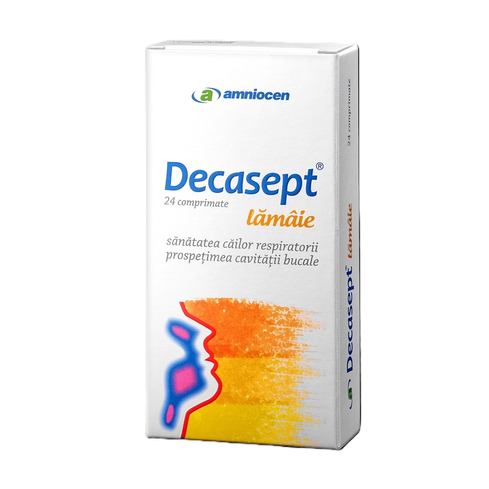 Decasept lamaie, 24 comprimate, Amniocen